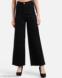 Women's black stretchable denim skinny jeans, straight-fit with boot cut, flared design - India origin