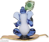 Crystal Ganesh statue, handcrafted, Indian decorative figurine with gold polish, 4x7x3 cm size