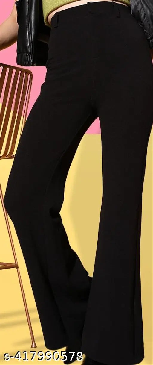 Cotton-lycra solid net trousers for women, stylish fashion from India