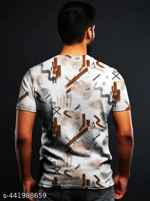 Printed Lycra round neck half sleeve T-shirt, premium quality, men's casual wear, eye-catching prints, India origin