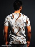 Printed Lycra round neck half sleeve T-shirt, premium quality, men's casual wear, eye-catching prints, India origin