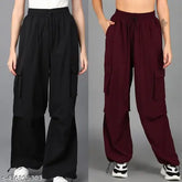 Trendy solid polycotton women's trousers for parties (XS, S, M), India-made fashion wear