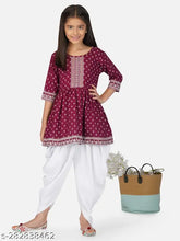 Rayon ethnic set for kids: Printed kurta & bottomwear with rayon dupatta, suitable for weddings, ceremonies, parties, and festivals