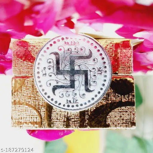 Silver-plated Radha Krishna coin (10g), beautifully packaged in a golden box - ideal for gifting on special occasions like weddings and birthdays. Indian origin
