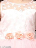 Peach net embellished party dress for kids, 10-11 years old, Indian origin