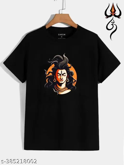 Mahadev printed cotton t-shirt, Lord Shiva design on short sleeves, vibrant and high-quality, available in S, M, L, XL, XXL
