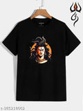 Mahadev printed cotton t-shirt, Lord Shiva design on short sleeves, vibrant and high-quality, available in S, M, L, XL, XXL