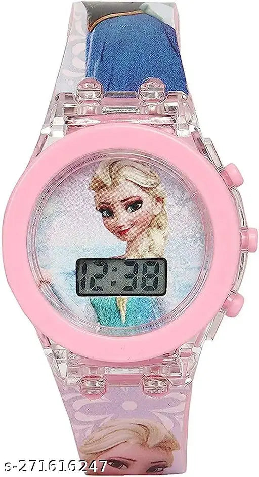 Pink silicon PIRASO watch with digital display and pink dial, ideal for unisex
