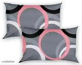 Grey & Black geometric printed super soft cotton fitted double bedsheet with 2 matching pillow covers - ideal for summer and elevating bedroom decor