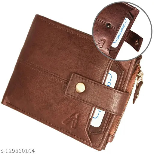Antique brown genuine leather RFID wallet, 12 card slots, compact design for men's everyday essentials