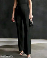 Cotton blend women's high rise piped dress pants - solid color, available in sizes 28, 30, 32, 34, 36, made in India