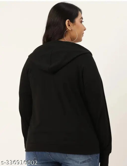 Plus-size fleece zipper hoodie with printed pattern, long sleeves. XL (44in bust, 26in length). Made in India