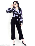 Printed georgette jumpsuit for women with long sleeves, size XS (34in bust, 52in length, 30in waist), made in India