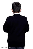 Navy blue woolen VNeck sweater for kids, perfect winter wear for school uniforms