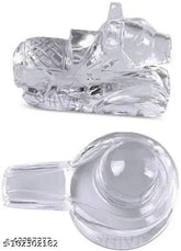 Crystal Shivling Nandi idol, Indian-made, 12x8x6cm crystal bull for Shiva Idol, good luck and prosperity