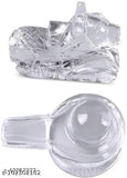 Crystal Shivling Nandi idol, Sphatik Shiv Nandi, Indian-made crystal bull for good luck and prosperity, L12xW8xH6cm