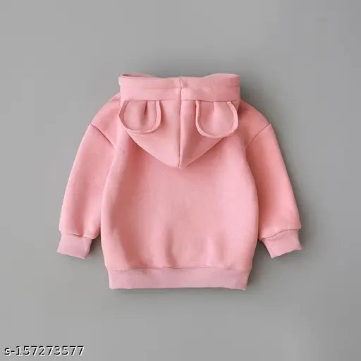 Unisex wool winter hoodie for kids: Solid design, long sleeves, 12 months to 10 years, Indian origin