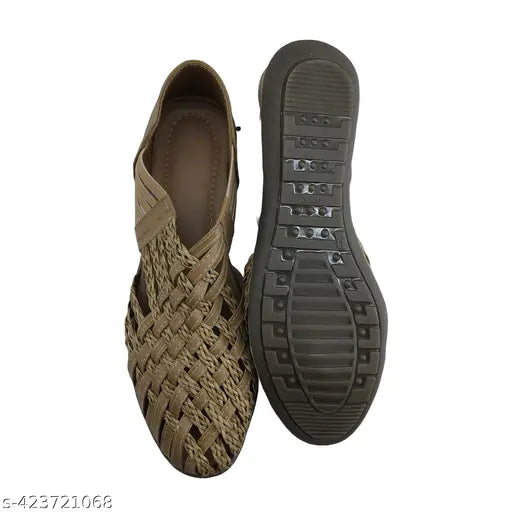Synthetic jutt beige flat bellies for women daily wear slippers - Mesh, comfortable & cozy footwear for office or casual outings