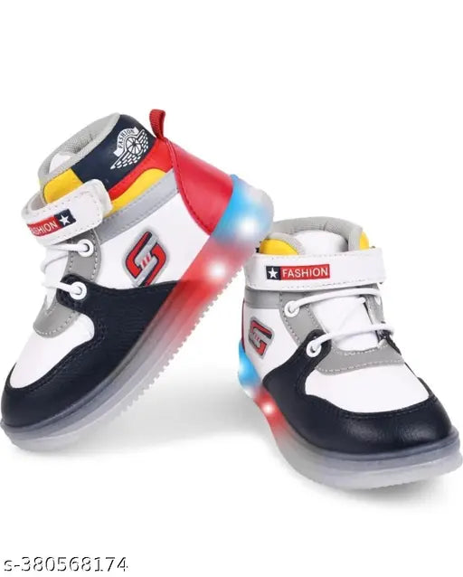Kids' LED light up canvas shoes with iron man print, ideal for outdoor sports and running. Memory foam insole, fastened with velcro. Perfect for boys aged 2-5 years. Made in India