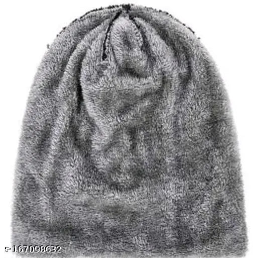 Warm navy unisex acrylic skull cap, wind & snow proof. Made in India