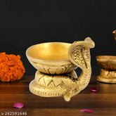 Brass Nag Deepak statue, handcrafted for temple home decor (height 2.5 inch, 240 gm)