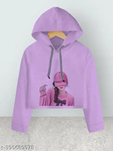 Pink cotton blend crop top hoodie for girls and kids, printed net pattern, long sleeves, high quality t-shirt for comfortable wear