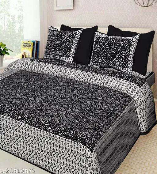 war trade pure cotton queen-sized bedsheet & pillow cover set, 4 pillow covers, 144 thread count, made in India