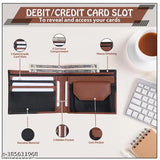 Faux leather Men's square ATM wallet, colorblock design with 5 card slots, coin pocket, and secret compartments. High-quality PU leather, made in India
