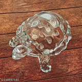 White crystal tortoise showpiece, enhances Vastu and promotes good luck, Indian-made home decor