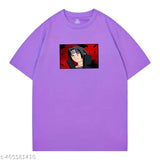 Classic Vogue lavender oversized anime Itachi Uchiha Akatsuki T-shirt, cotton with short sleeves for men and women