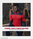 Collar F/S Cut & Sew Sport Solid active top (Micro Polyester), Men's solid color athletic t-shirt on model