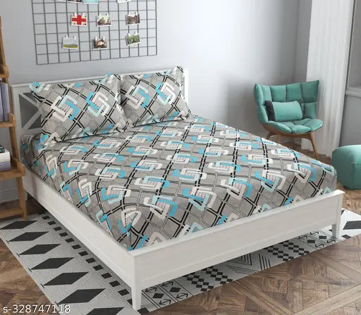 Soft brushed cotton-blend, wrinkle-free double bedsheet with pillow covers (230x230) by Soniasaa - long-lasting, breathable luxury