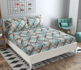 230x230 Soniasaa double bedsheet, 220TC soft brushed cotton-blend, checkered pattern, wrinkle-free, ideal for adult summer use