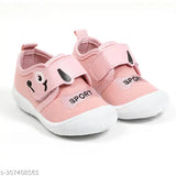 Pink canvas and rubber anti-slip shoes for kids aged 3 months to 5 years, stylish and breathable first walking shoes