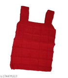 Woolen knitted sleeveless sweater for 6-12 month babies (boys & girls), printed net pattern, premium baby yarn, innerwear for chilly seasons