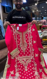 New Designer heavy faux Georgette Pakistani suit in embroidered pattern, single set of kurta, dupatta, and bottomwear from India