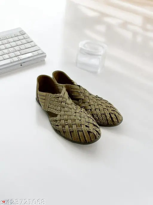 Beige synthetic jutt flat bellies for daily office wear, comfortable and cozy slippers for women, designed for a premium experience