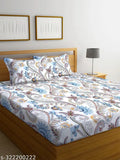 Cotton royal king bedsheet, superfine botanical fitted double sheets with two pillow covers, ideal for summer. Bring a fresh style to your bedroom decor