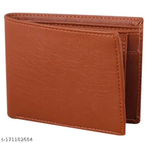 FancyTrendy canvas & leather men's wallet, solid pattern, 4 compartments, free size (10cm x 12cm), high-quality artificial leather product