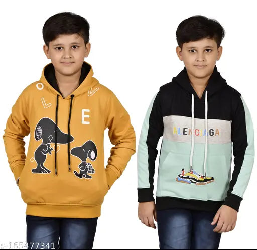Woolen printed sweatshirt combo for boys, 2 pieces in fun patterns, quality product from India