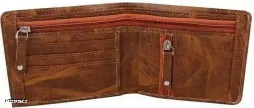 PU leather men's wallet with unique vertical design, multiple compartments for cards, bills, receipts, and a photo slot, free size (11cm x 9cm), made in India