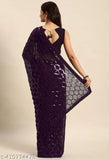 Gold sequin Georgette Bollywood saree with embellished solid satin blouse, Indian fashion accessory