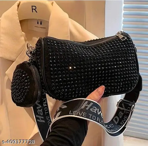 Embellished canvas Fantastiqo Premium Women Sling bag, stylish crossbody daypack for everyday essentials