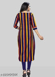Striped crepe three-quarter sleeve kurti for women, stylish Indian fashion for sizes S-XXL