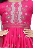 Viscose Rayon embellished A-line Kurta with three-quarter sleeves and palazzo bottoms in Indian style, crafted for comfort and elegance. Suitable for various body types and ideal for festive or casual occasions. Available in sizes 5-12 years