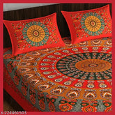 100% cotton Rajasthani Jaipuri printed double bedsheet, 2 pillow covers. Add a touch of ethnic charm to your bedroom