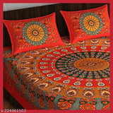 100% cotton Rajasthani Jaipuri printed double bedsheet, 2 pillow covers. Add a touch of ethnic charm to your bedroom