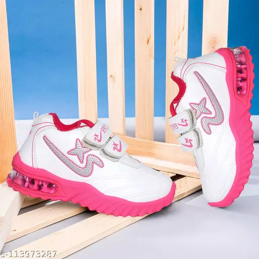 Pink EVA LED sport shoes for kids, ideal for parties, dancing, outdoor activities, and celebrations like Halloween, Christmas, or birthdays. Available in various sizes from 18-21 months to 4.5-5 years. Made in India