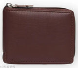 Brown artificial leather travel wallet, 4 card slots, sleek design for formal occasions