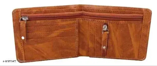 PU two-compartment men's wallet, solid black, classic bi-fold design, perfect for travel or office